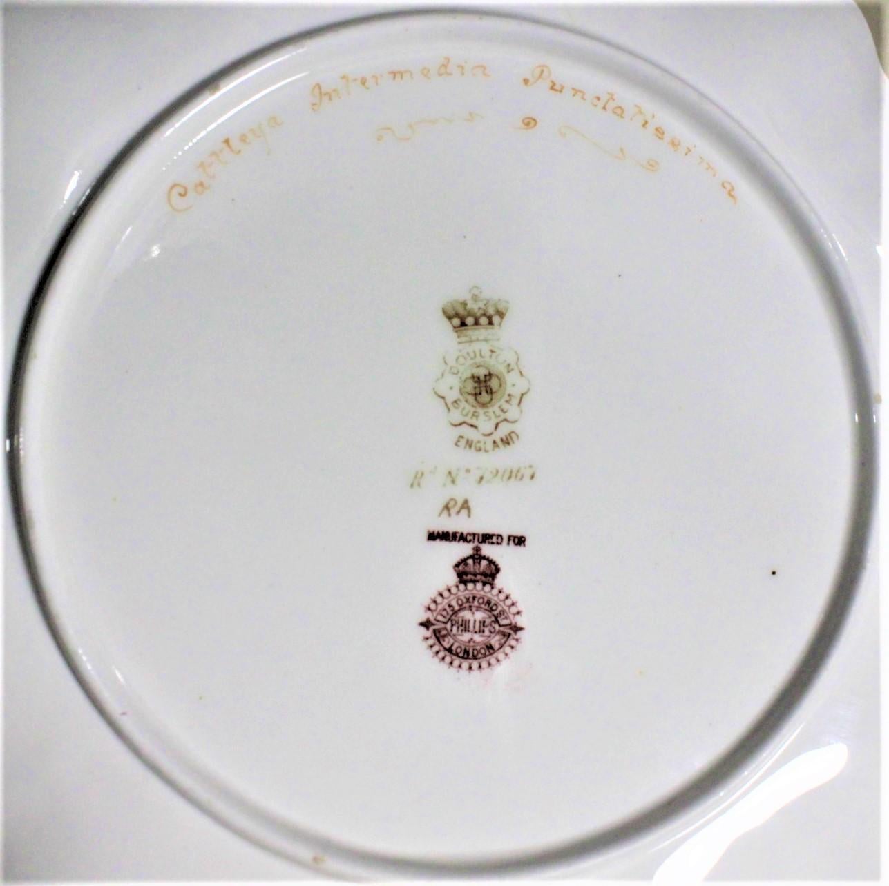 Juego de platos antiguos pintados a mano D. Dewsberry Iris Cabinet Plates for Doulton Burslem en venta 3