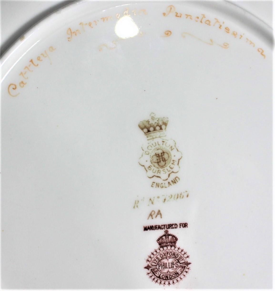 Juego de platos antiguos pintados a mano D. Dewsberry Iris Cabinet Plates for Doulton Burslem en venta 4