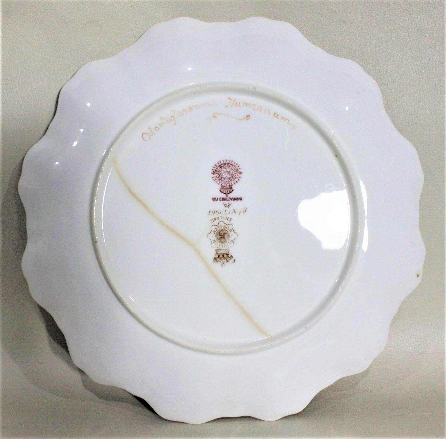 Juego de platos antiguos pintados a mano D. Dewsberry Iris Cabinet Plates for Doulton Burslem en venta 5
