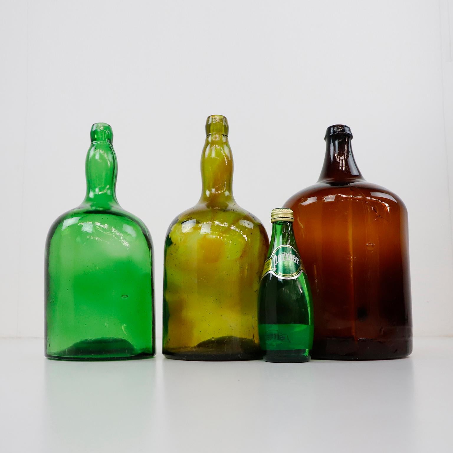 Folk Art Set of Antique Handmade Bottles For Sale