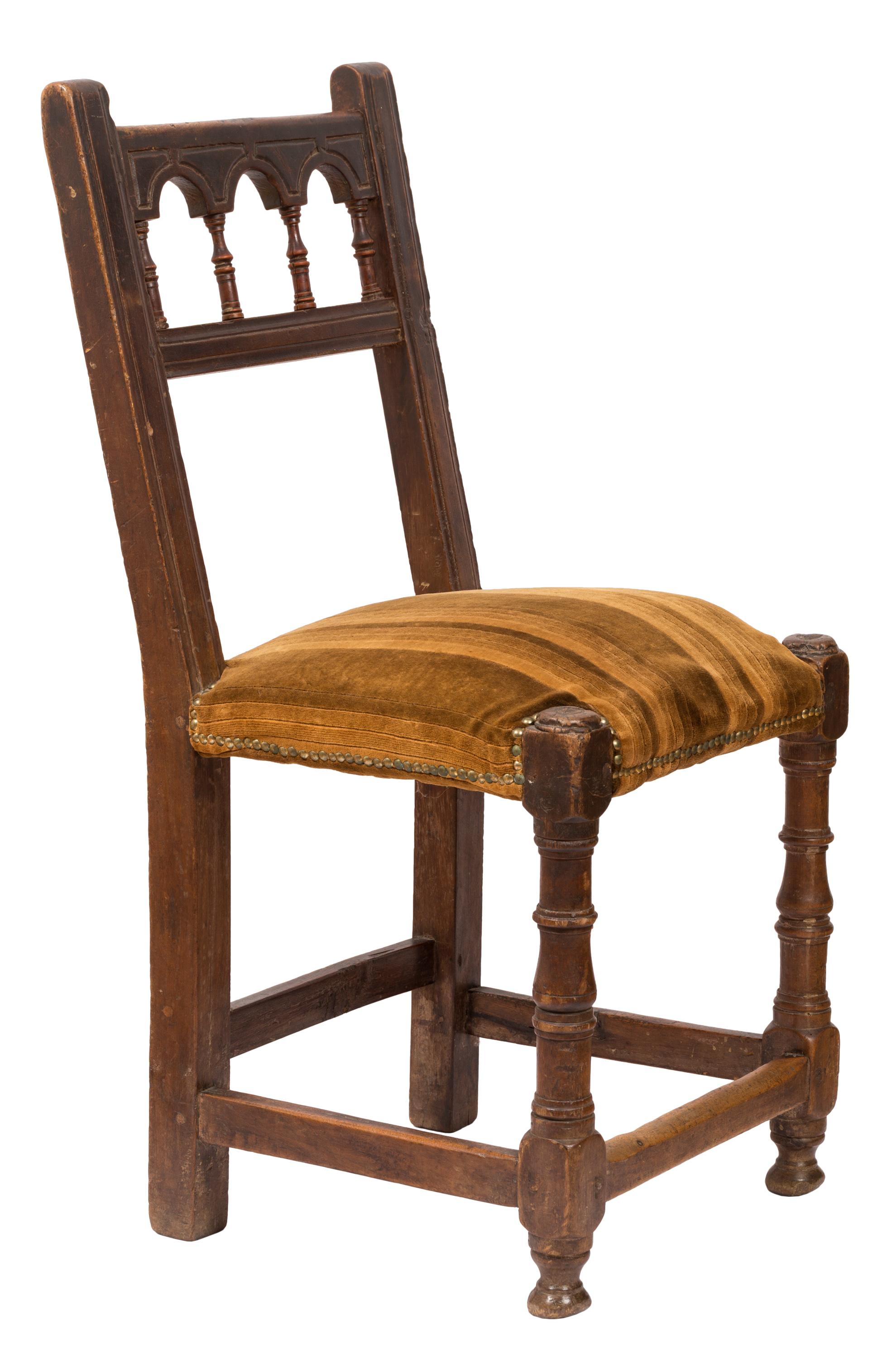 Rustique Ensemble de chaises rustiques anciennes fabriquées à la main et tapissées, provenant du nord de l'Espagne en vente