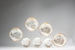 Set of Antique Japanese Meiji Teacups Bowls Flowers Figures, 19th Century