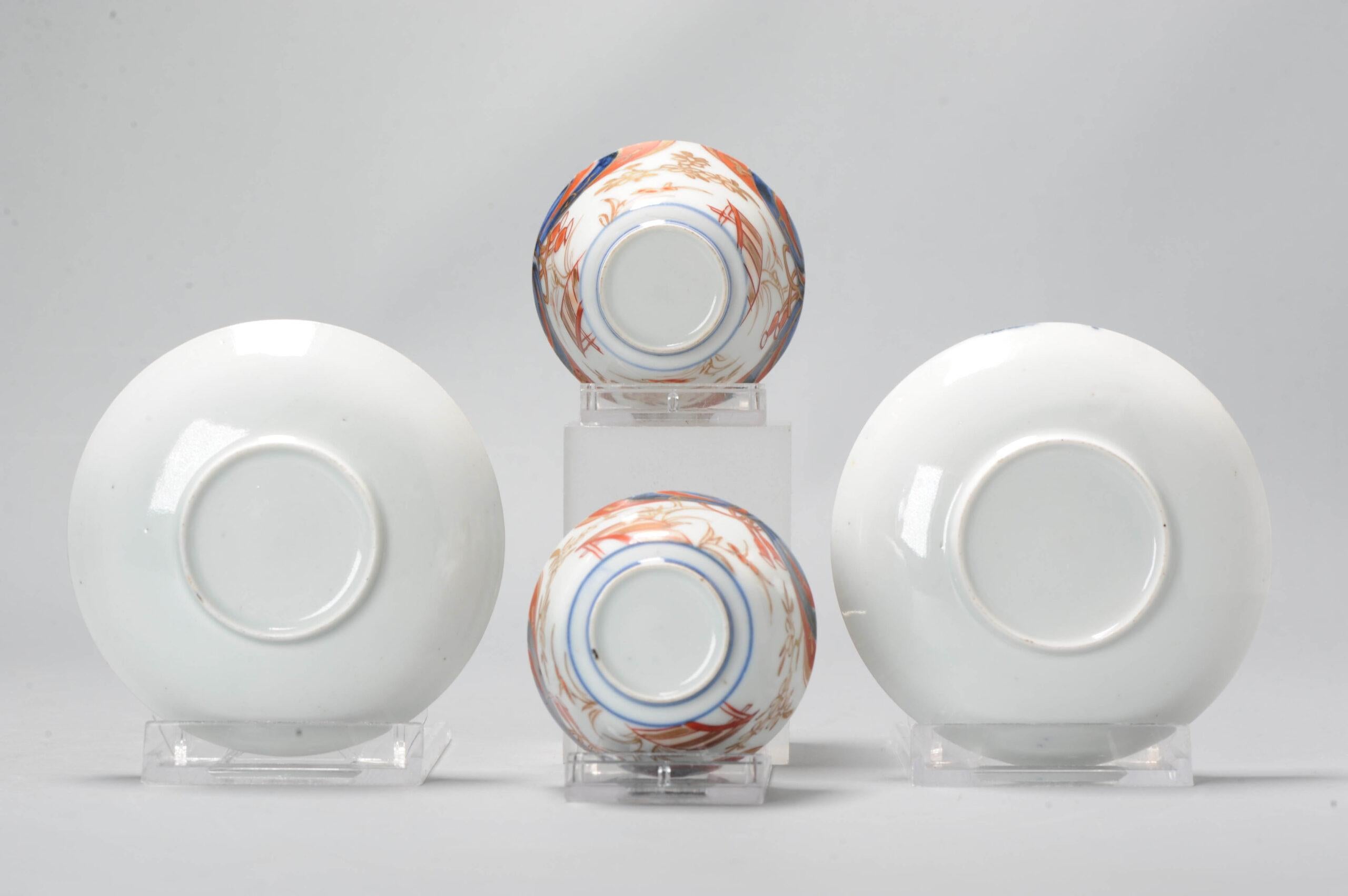 Japonais Ensemble de bols à thé en porcelaine japonaise ancienne de la période Edo, Oiseau floral Imari, c.1700 en vente