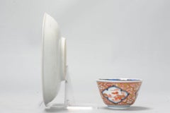 Set of Antique Japanese Porcelain Edo Period Tea Bowl Floral Bird Imari