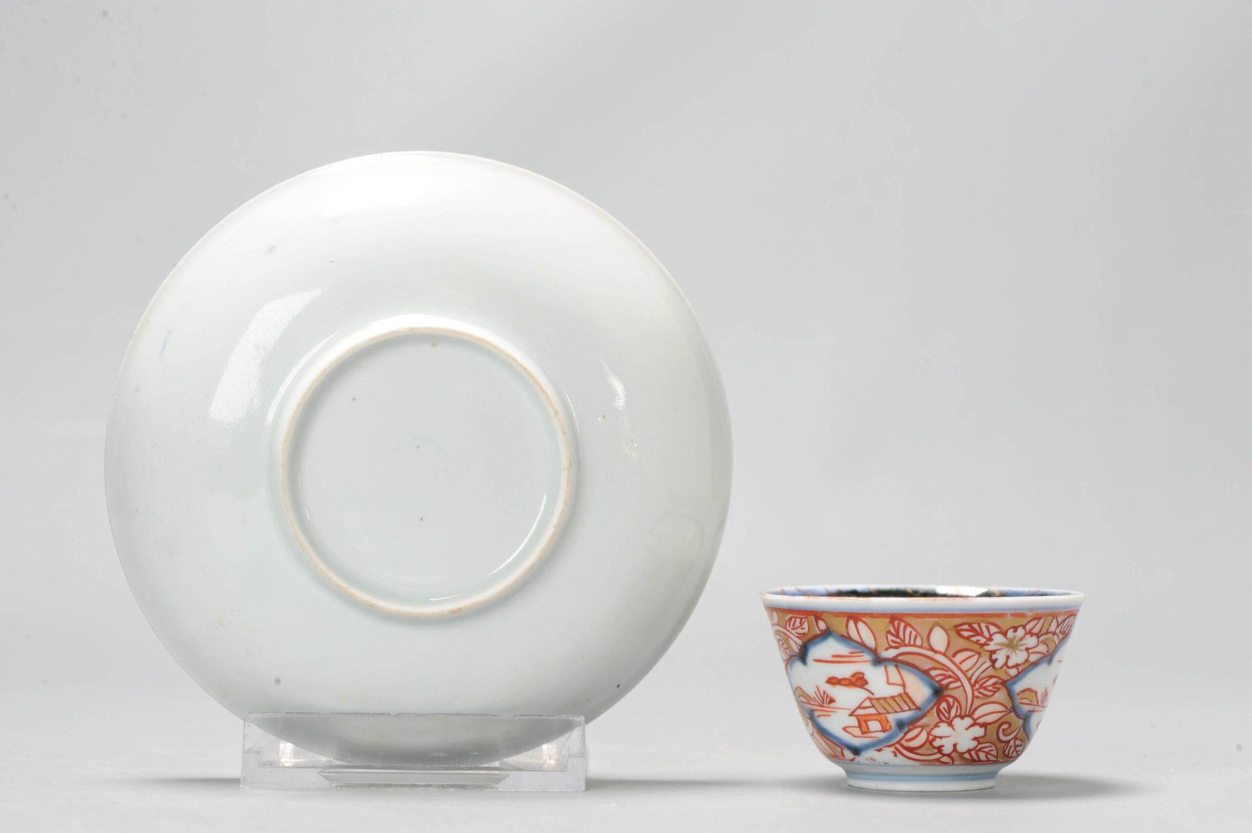 Ensemble de bols à thé en porcelaine japonaise ancienne de la période Edo, Oiseau floral Imari Bon état - En vente à Amsterdam, Noord Holland