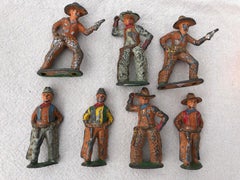 Sold-Set of Antique Lead Toy Cowboys, circa 1950