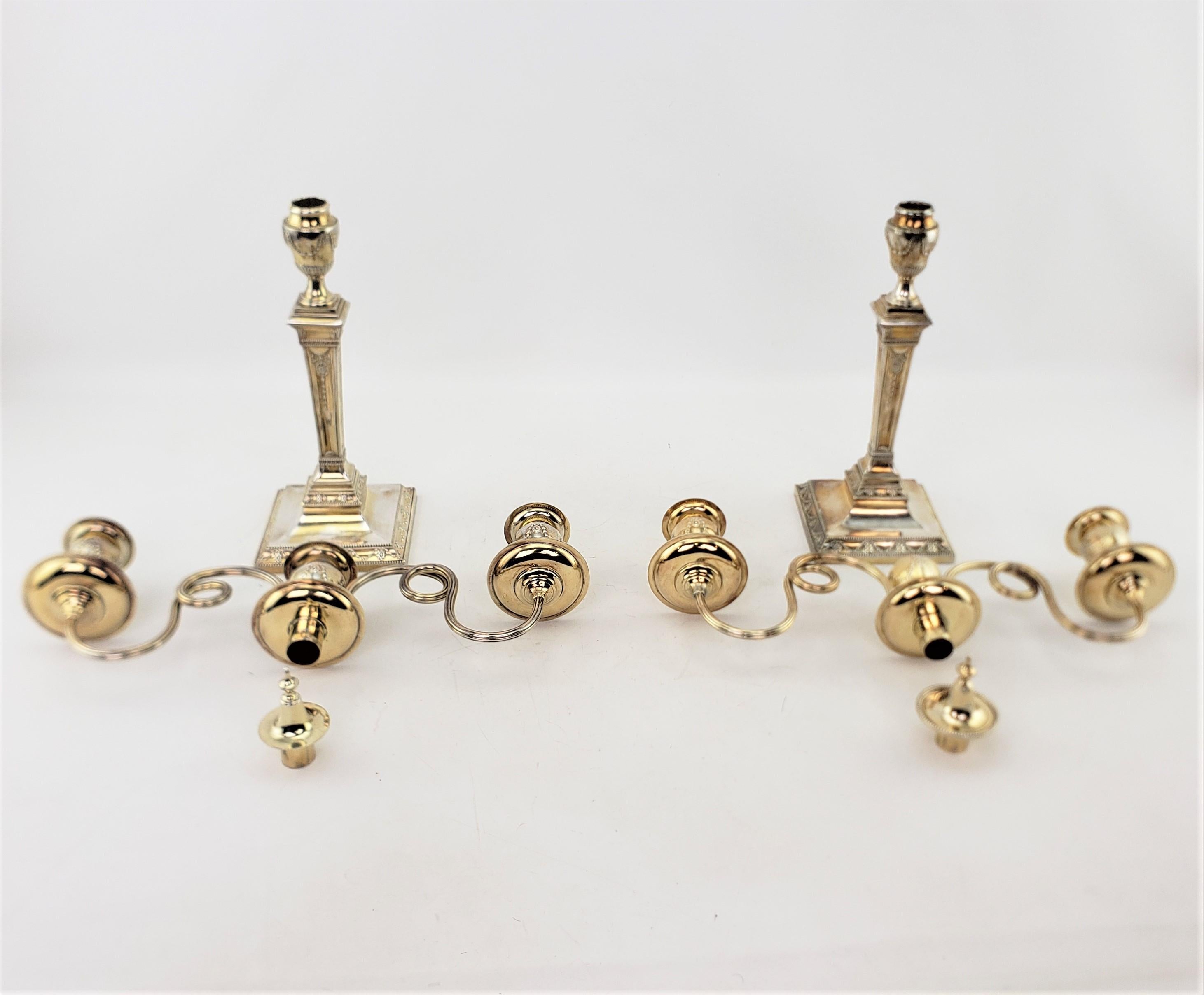 Set of Antique Mappin & Webb Silver Plated & Gilt Washed Convertible Candelabras For Sale 4