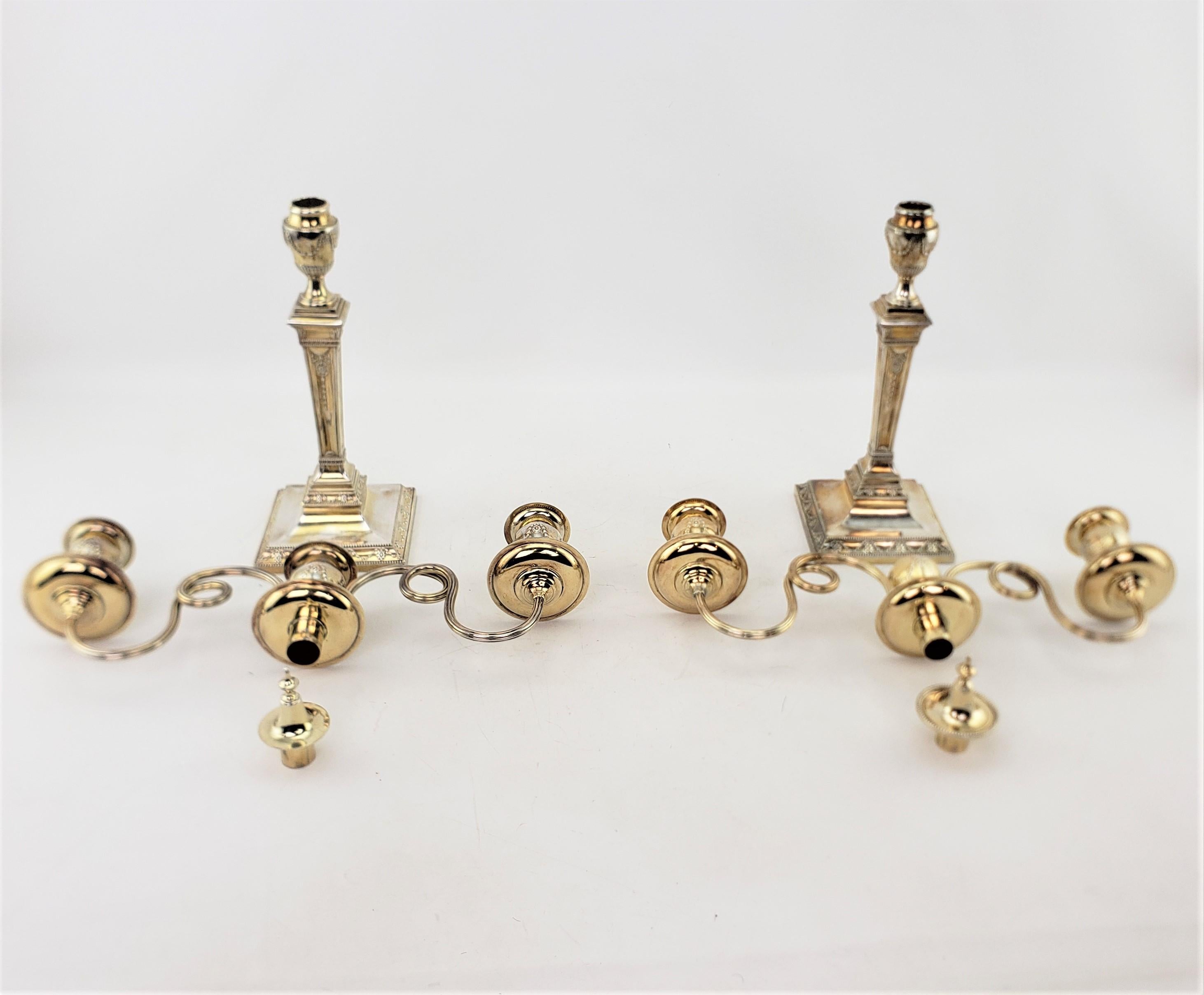 Juego de Candelabros Convertibles Antiguos Mappin & Webb Plateados y Dorados Lavados en venta 3