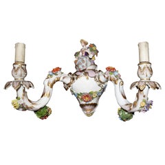 Set of Antique Meissen Porcelain Applique, Early 1900s