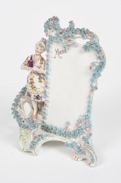 Pair of Antique Figural Porcelain Menu Stands
