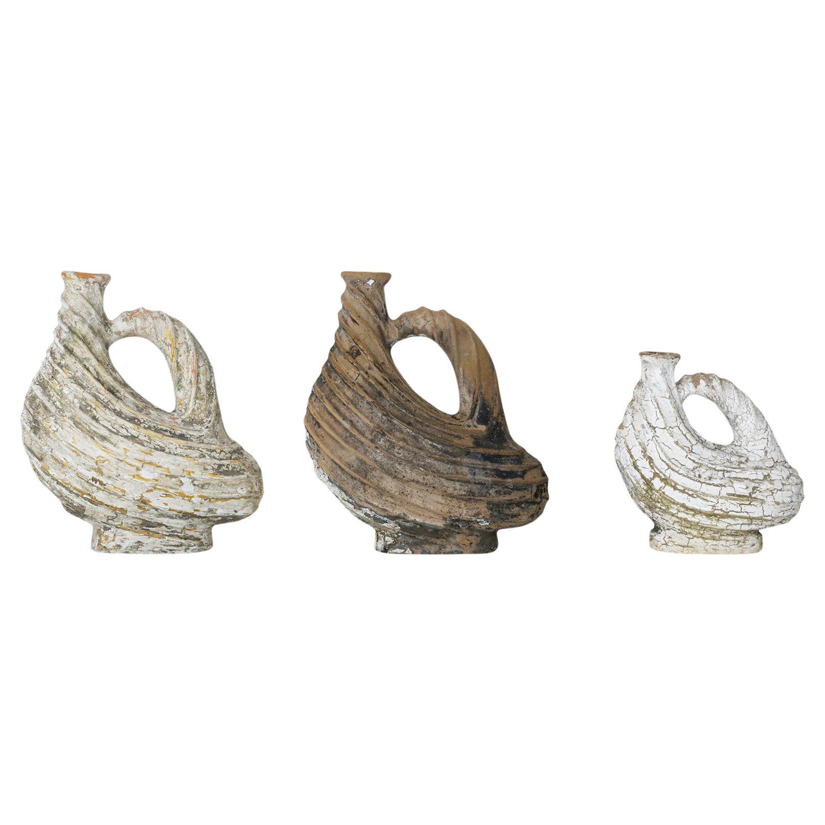 Set of antique mexican clay jugs. Valentinas. XX Century. Herencias Collection
