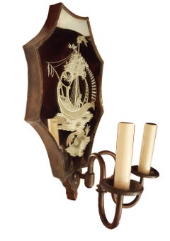 Set of Antique Mirror Sconces, Sold Per Pair