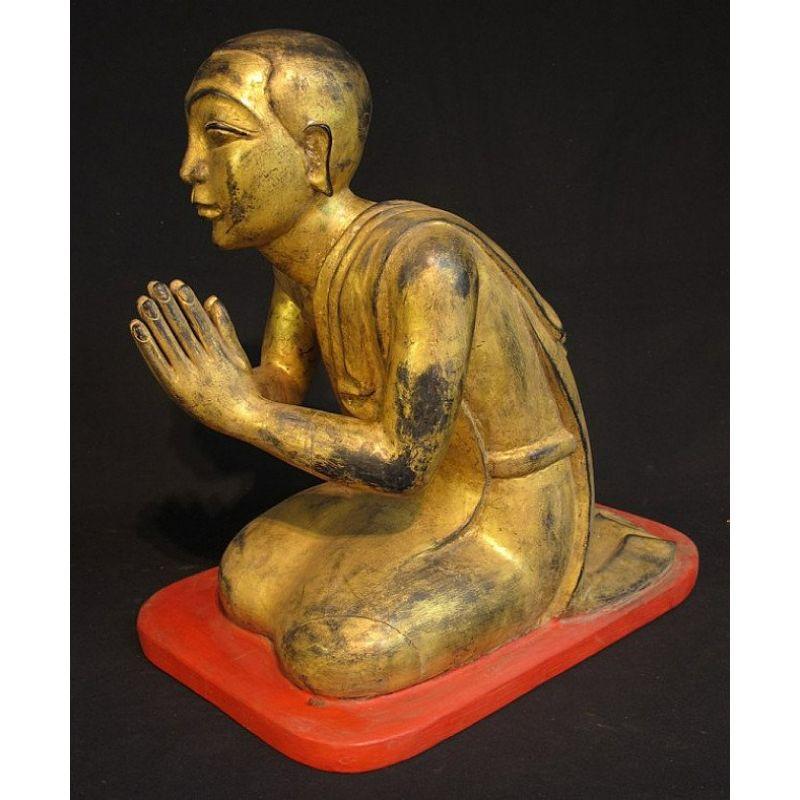 Set of antique monk statues from Burma For Sale 4