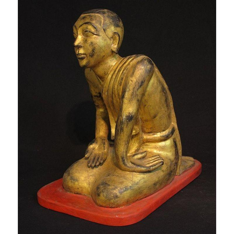 Set of antique monk statues from Burma For Sale 1