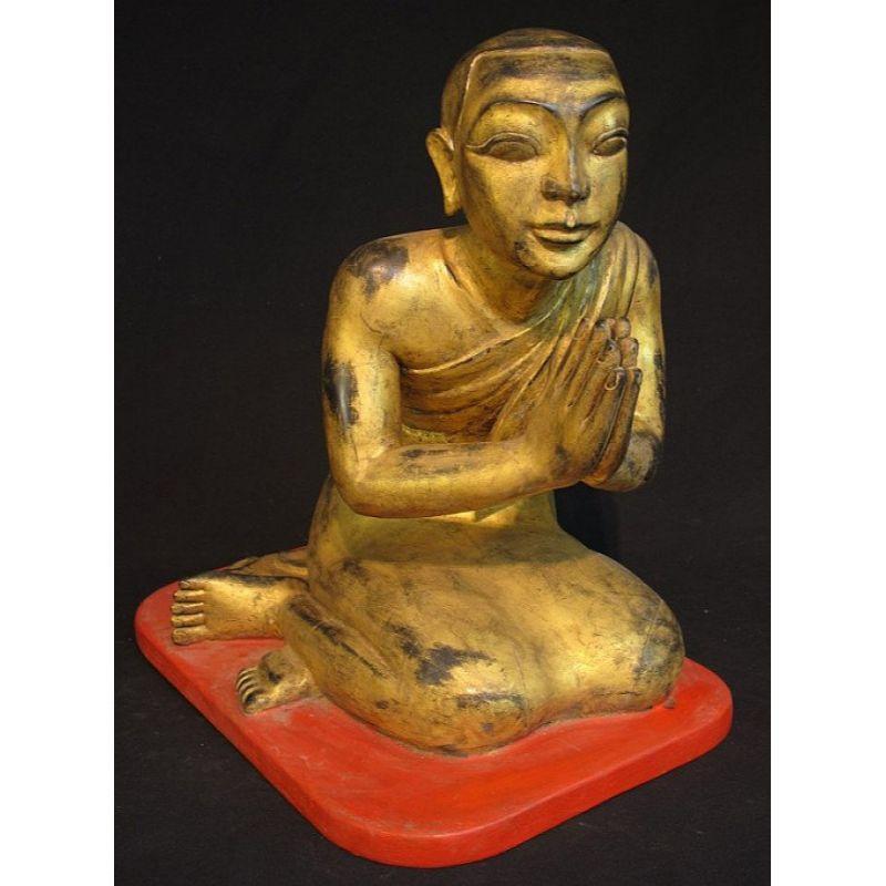 Set of antique monk statues from Burma For Sale 3