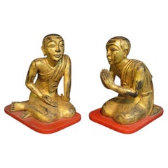 Set of antique monk statues from Burma