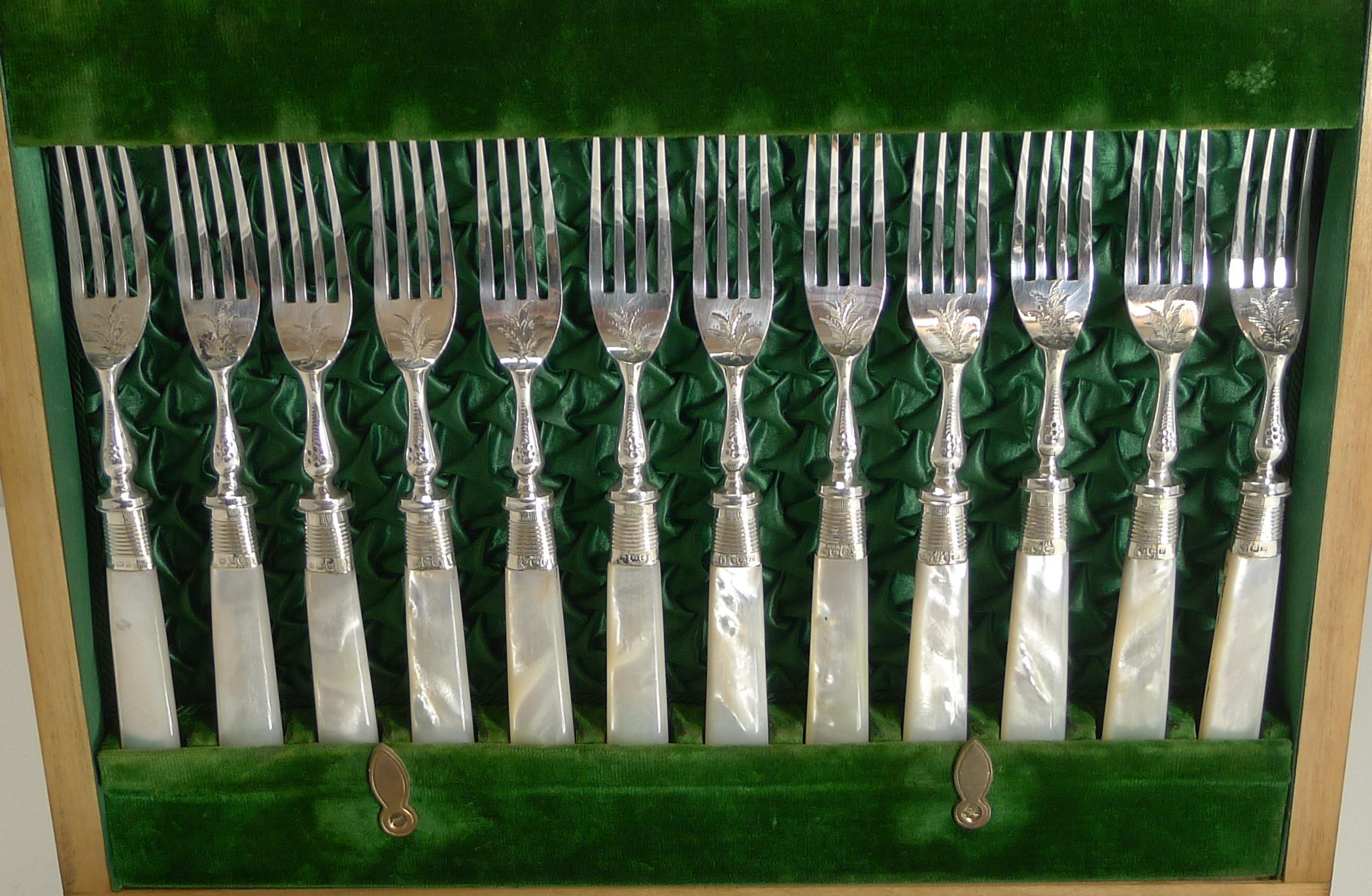 antique mother of pearl handled silverware