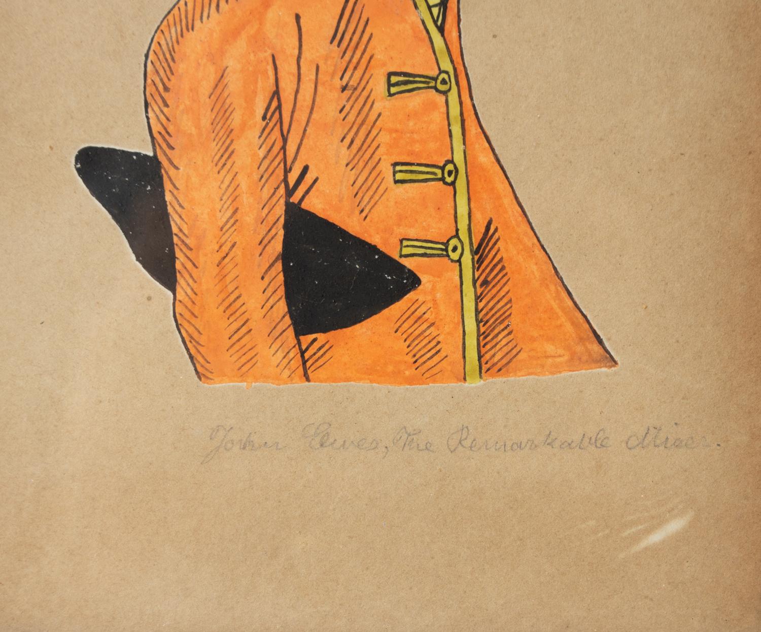Set Of Antique Naive Folk Art Portrait Drawings, Pen, Ink And Watercolour 19th C 1