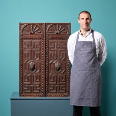 Set of Antique Oak Geometric Cabinet Doors