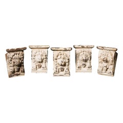 Set of Antique Oak Lion Corbels