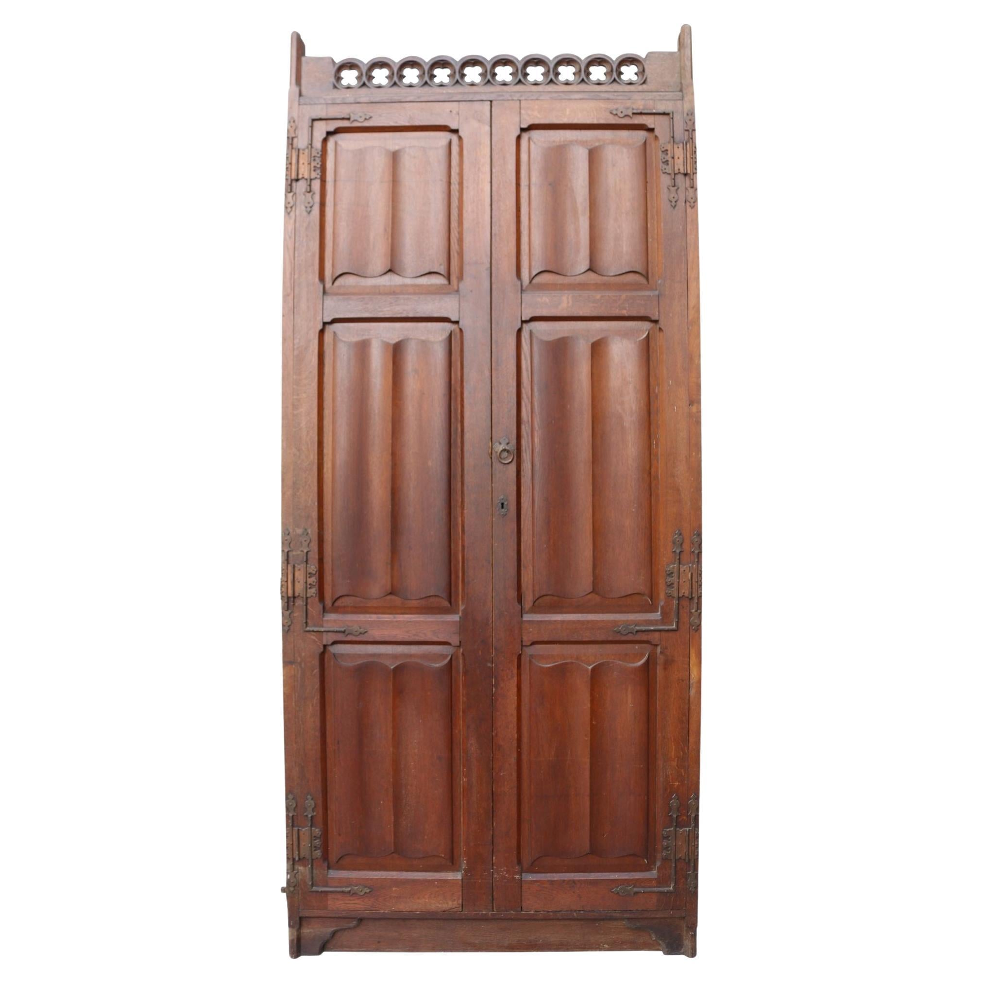 Set of Antique Oak Panelled Doors with Frame For Sale