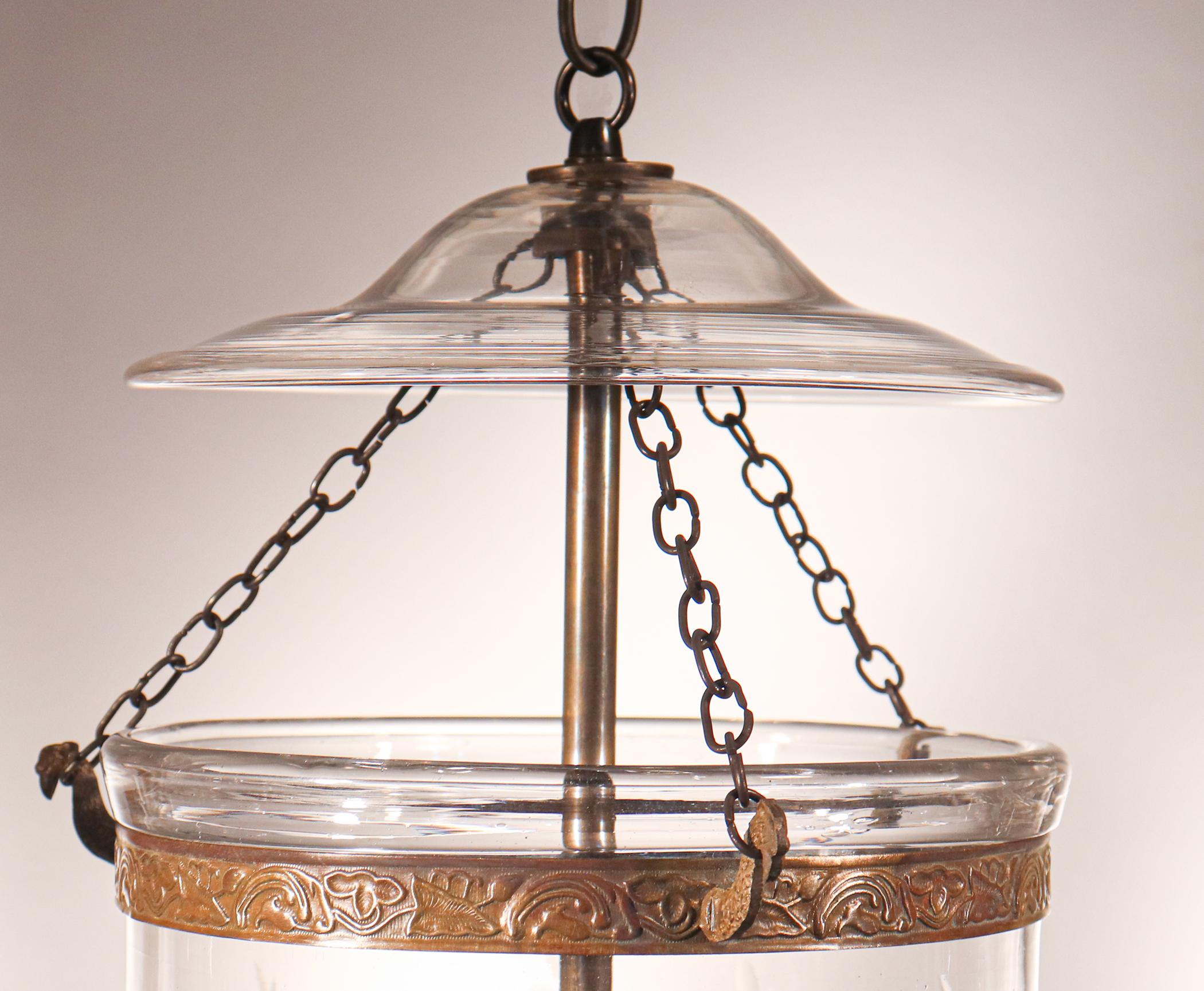 Set of Antique Petite Bell Jar Lanterns with Grape Etching 2