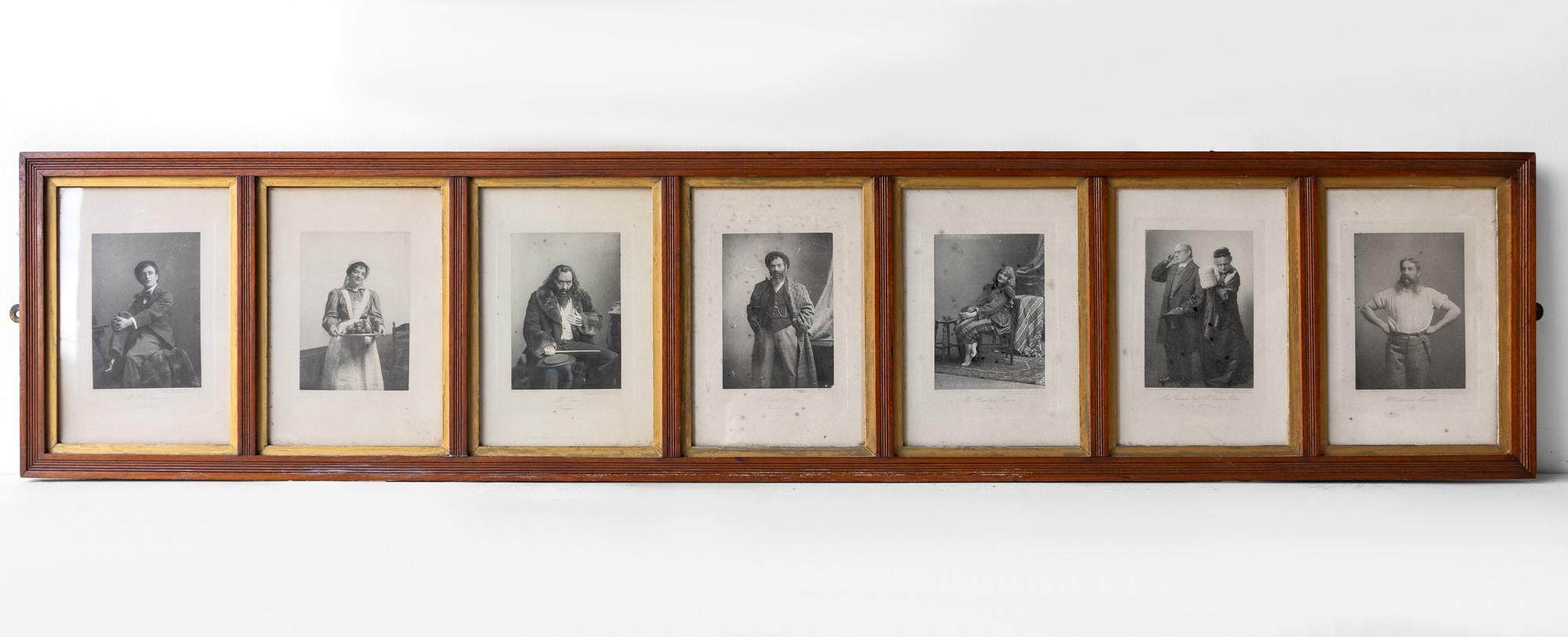 Glass Set Of Antique Photographs Of Actors In Costume From 'Trilby' Theatre Production For Sale