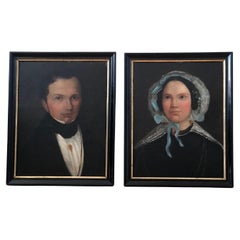 Set of Antique Portrait Paintings of a Dutch Elite Couple