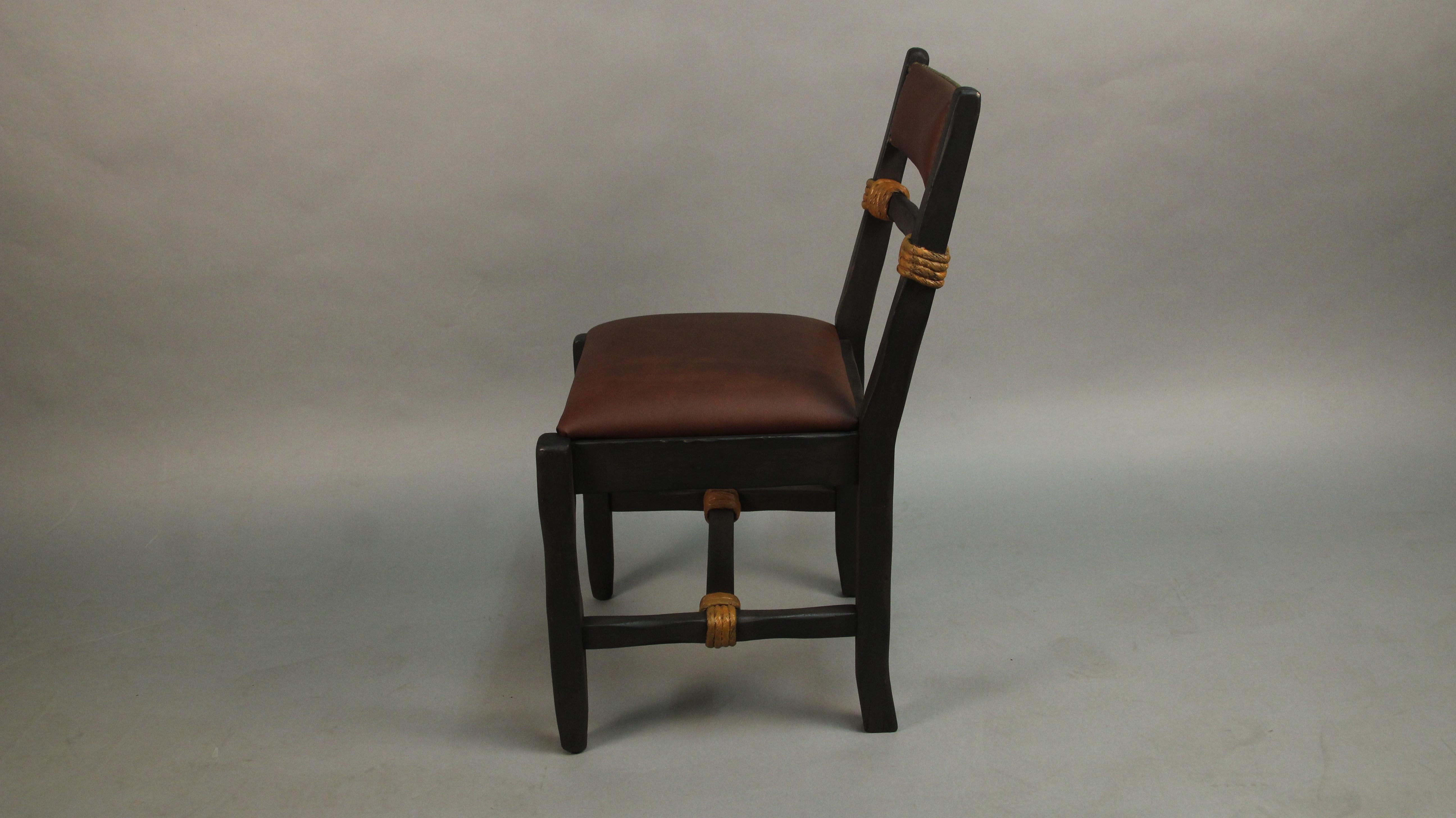 Rancho Monterey Set of Antique Rancho 6 Coronado Chairs with Rope and Leather