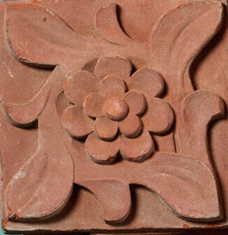 English Set of Antique Red & Buff Terracotta Plaques For Sale
