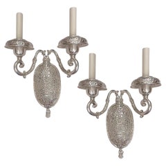 Set of Antique Silver Plated Sconces, Sold per Pair
