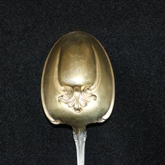 Set of Antique Sterling Silver Serving Utensils with Gold Wash Bowls, circa 1900