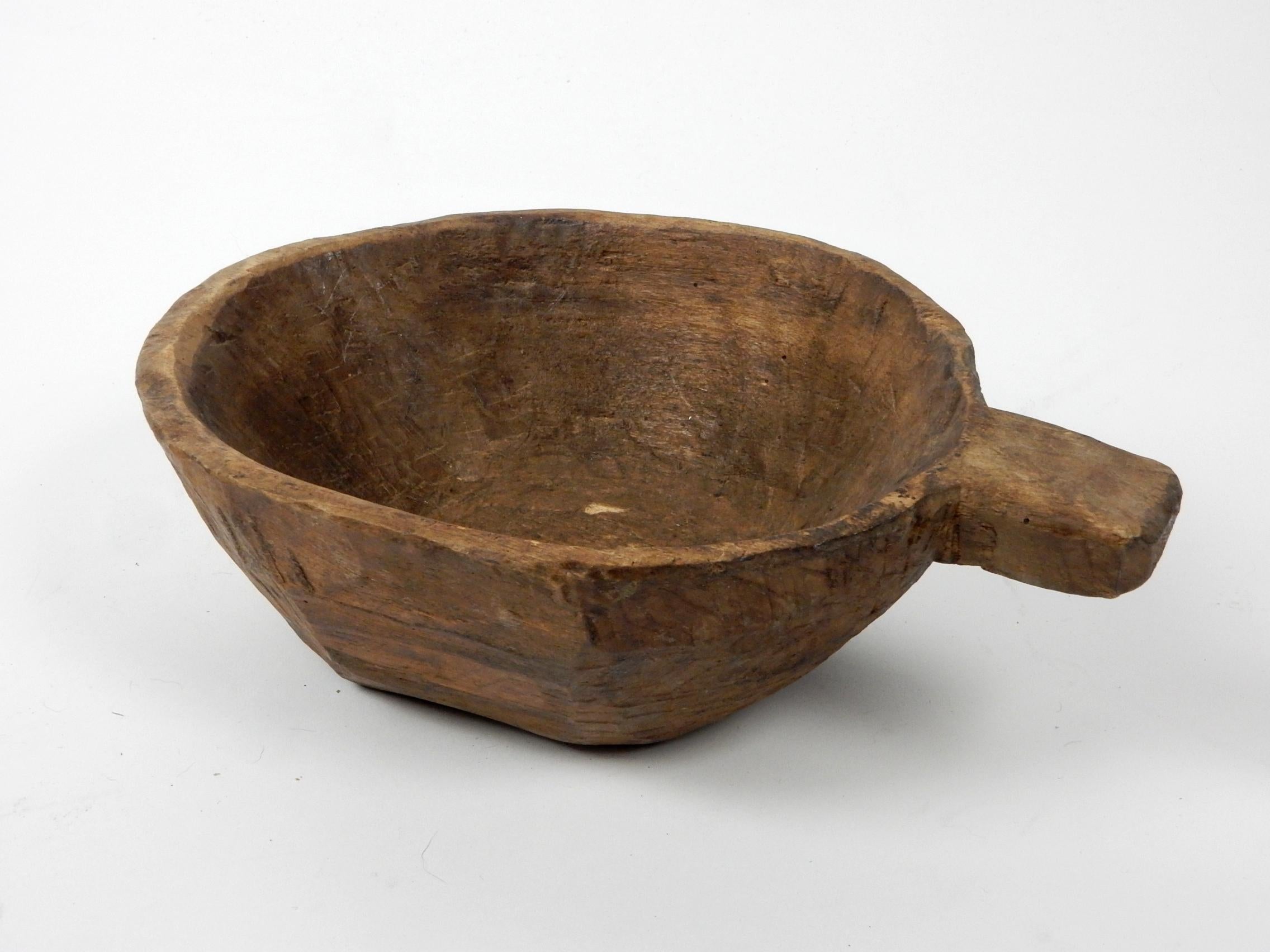 Set of Antique Swedish Folk Art Repaired Wooden Handled  Kitchen Bowls  For Sale 3