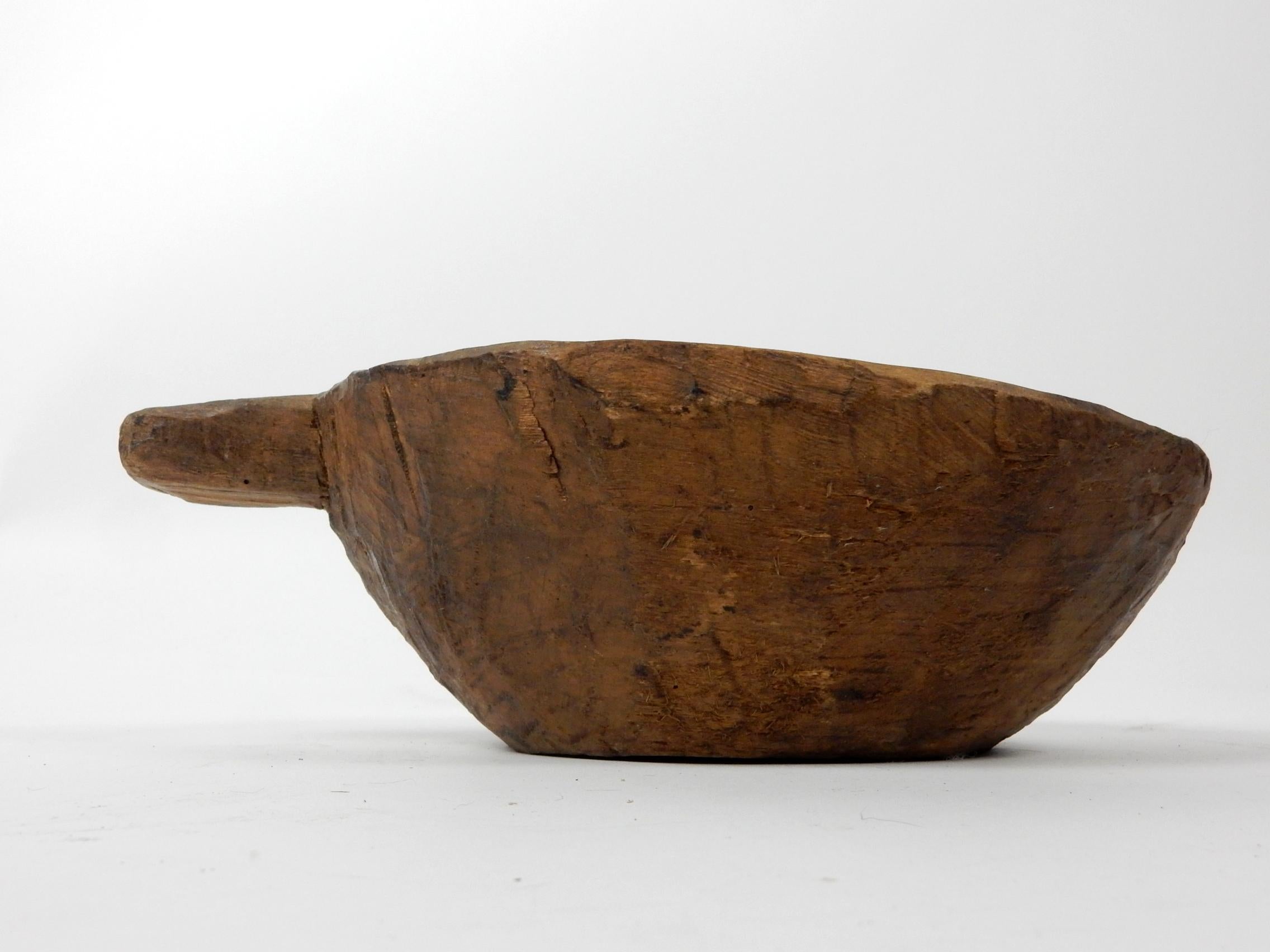 Set of Antique Swedish Folk Art Repaired Wooden Handled  Kitchen Bowls  For Sale 4