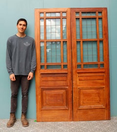 Set of Antique Teak Copper Light Doors
