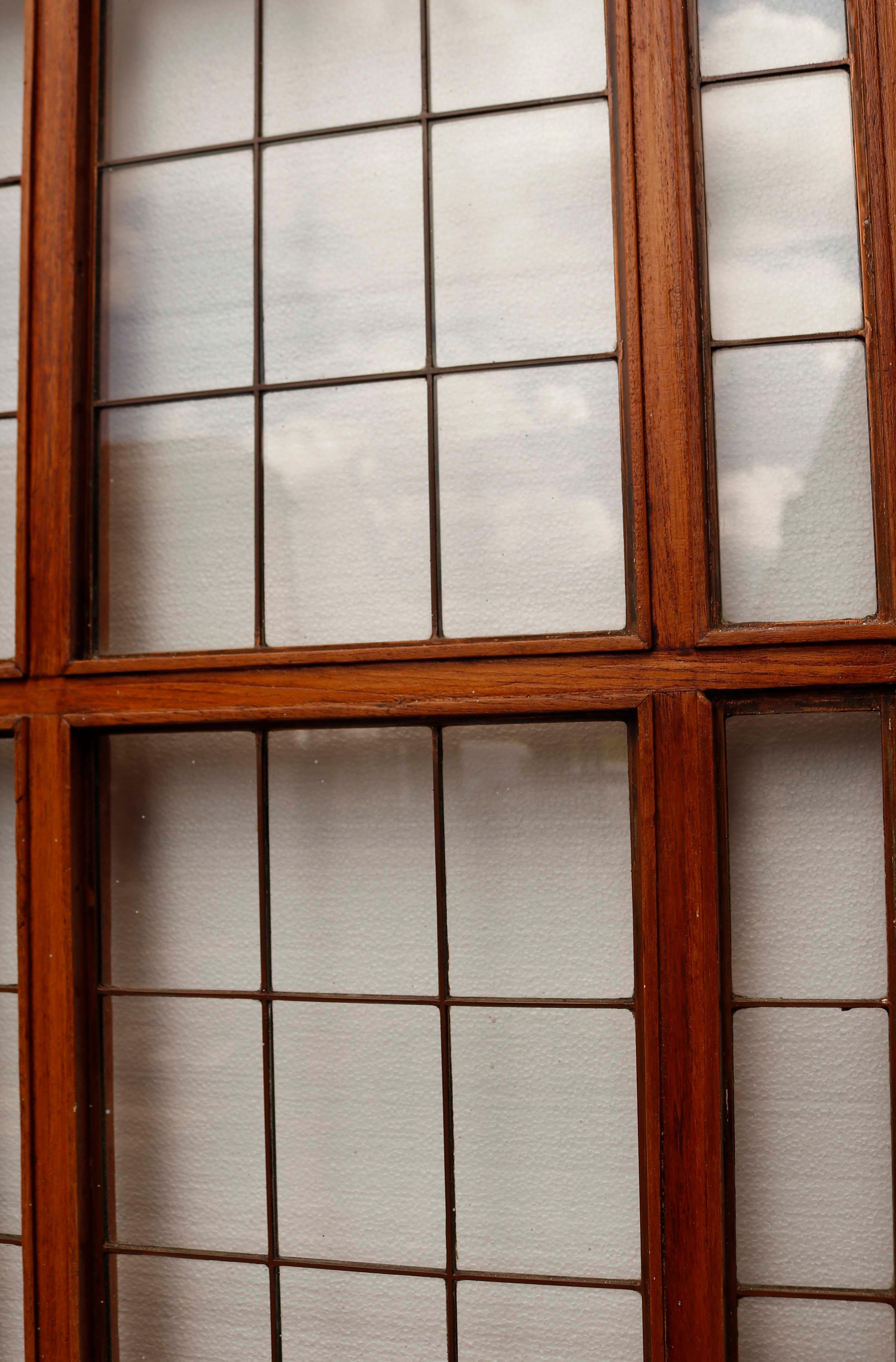 Set of Antique Teak Copper Light Doors In Good Condition For Sale In Wormelow, Herefordshire