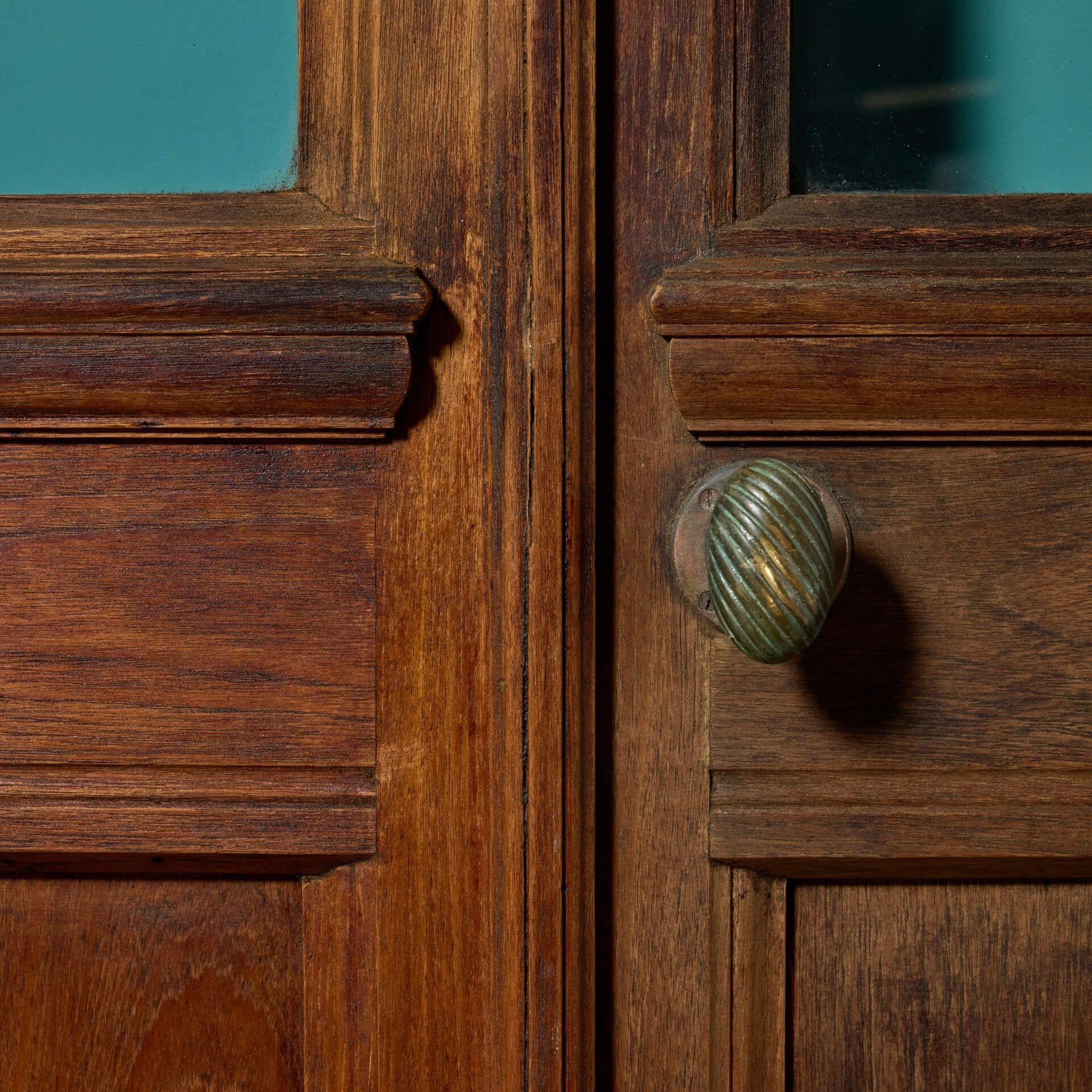 Edwardian Set of Antique Teak Glazed Double Doors For Sale