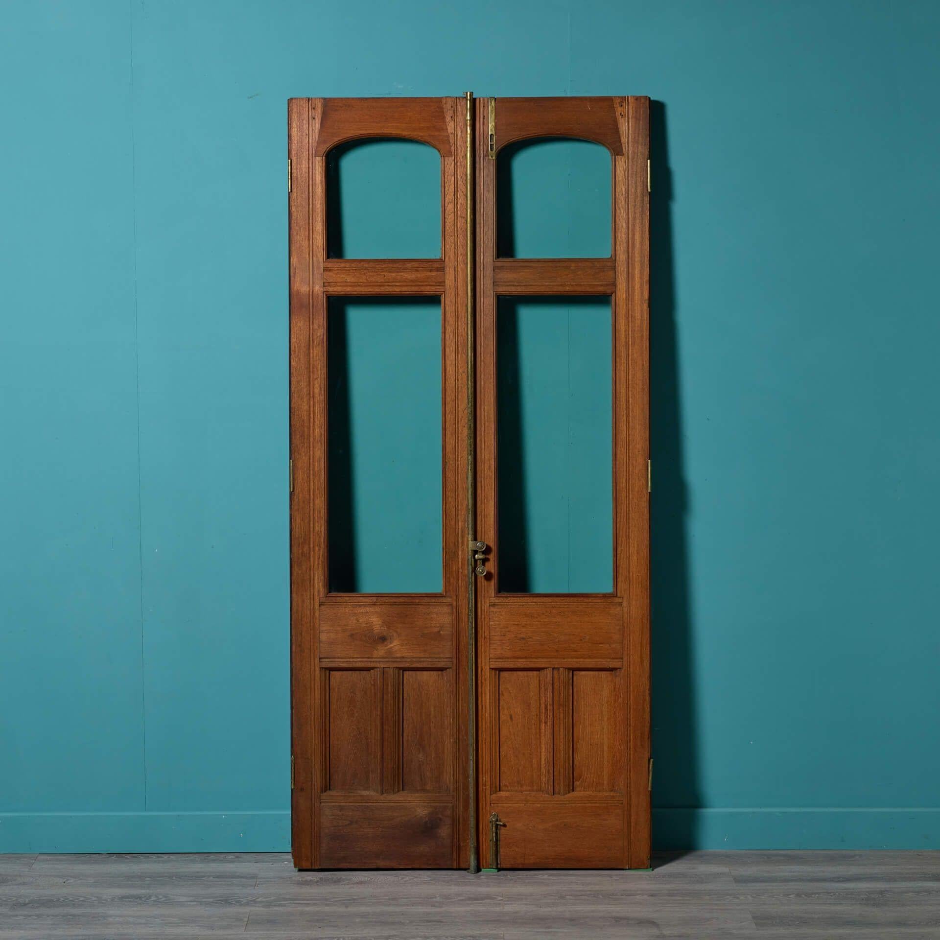19th Century Set of Antique Teak Glazed Double Doors For Sale