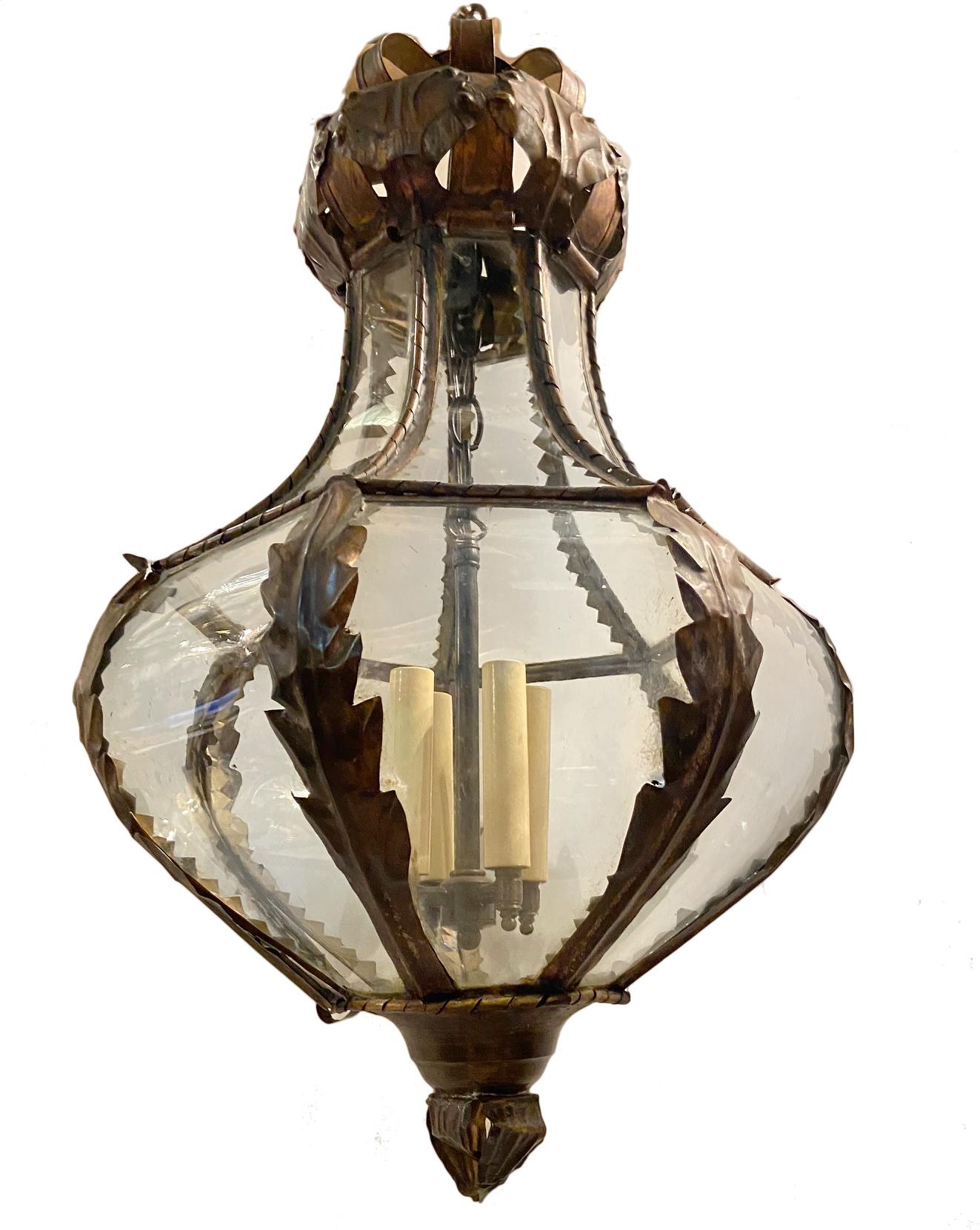 Italian Set of Antique Venetian Lanterns with Glass Insets, Sold Individually For Sale