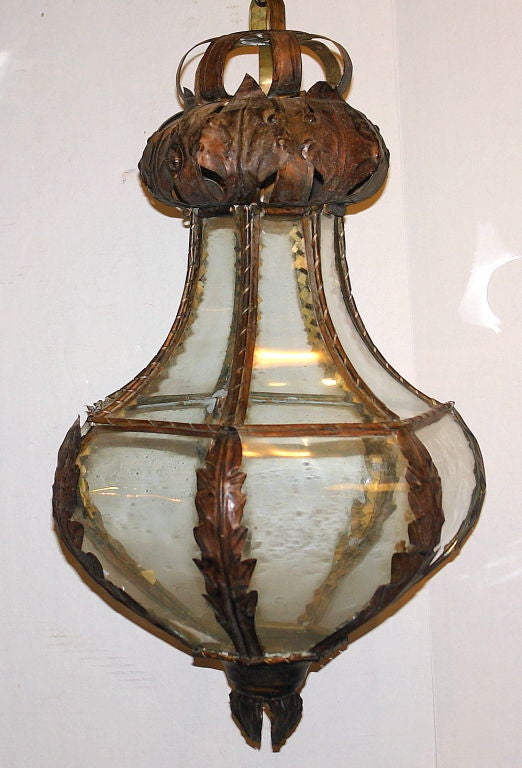 Mid-20th Century Set of Antique Venetian Lanterns with Glass Insets, Sold Individually For Sale