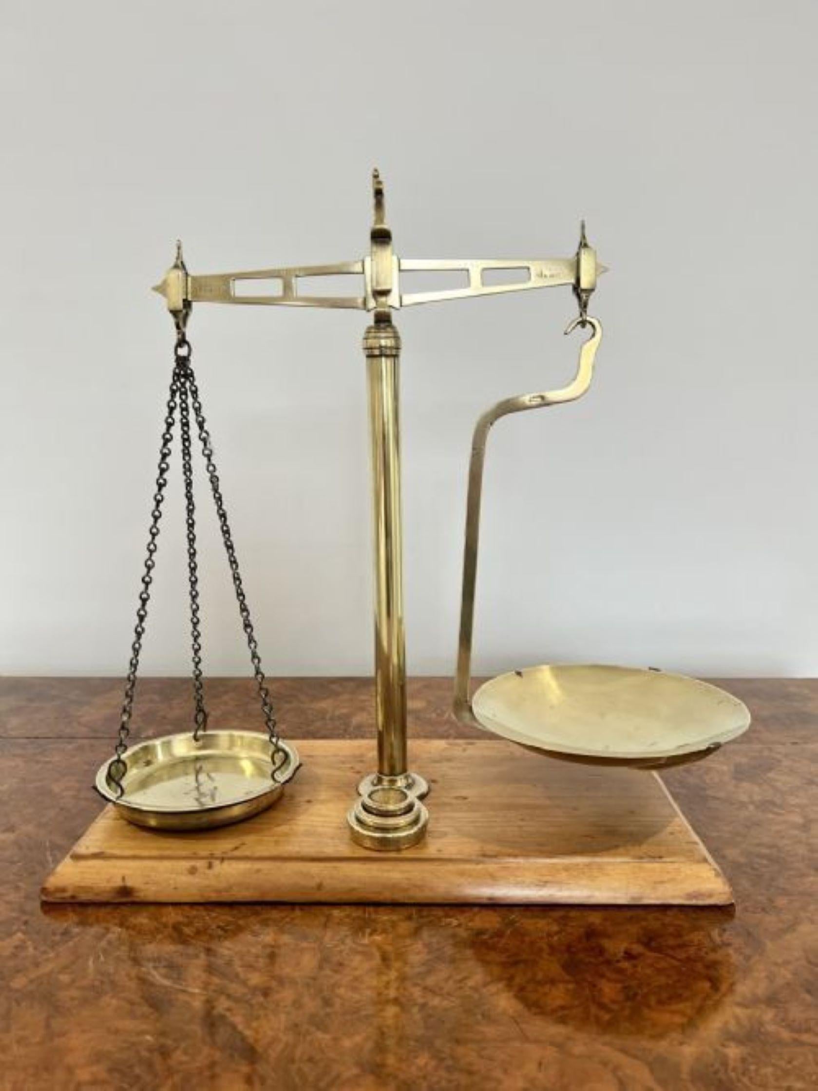 19th Century Set of antique Victorian brass scales For Sale