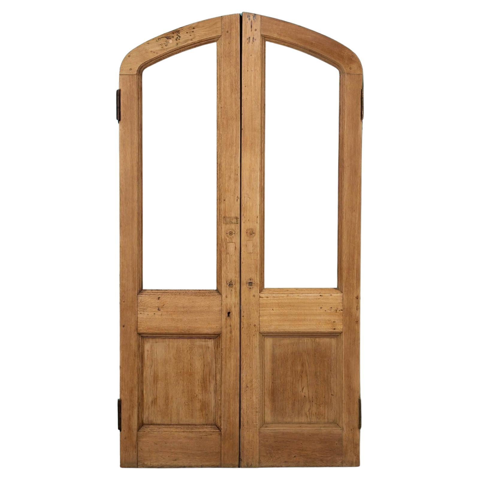 Set of Antique Victorian Double Oak Doors for Glazing