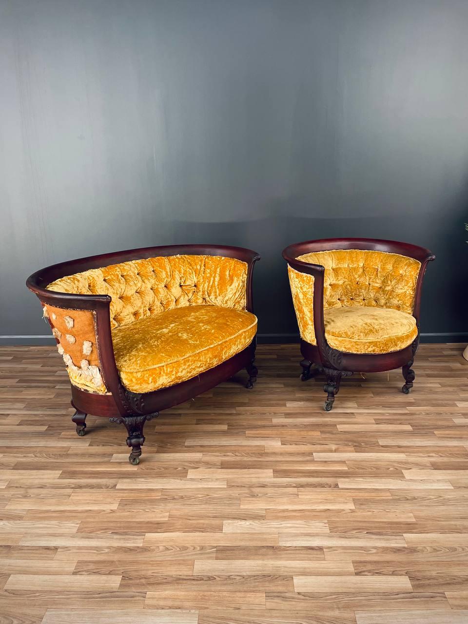 Vittoriano Set di poltrone e poltroncine in mogano in stile Impero vittoriano in vendita
