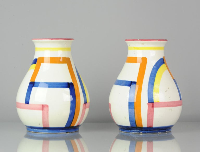 German Set of Antique / Vintage Art Deco Ceramic Tea Cup Vases, 1920-1930, Schramberg For Sale