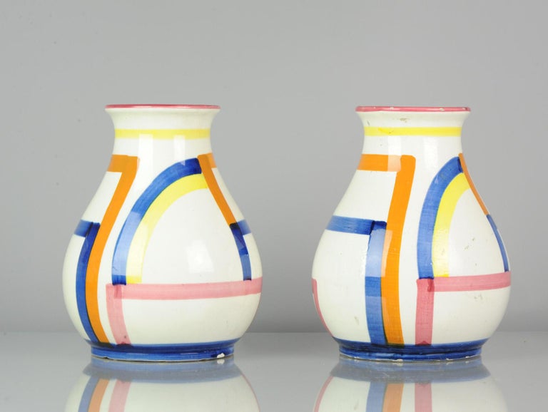 Set of Antique / Vintage Art Deco Ceramic Tea Cup Vases, 1920-1930, Schramberg In Good Condition For Sale In Amsterdam, Noord Holland