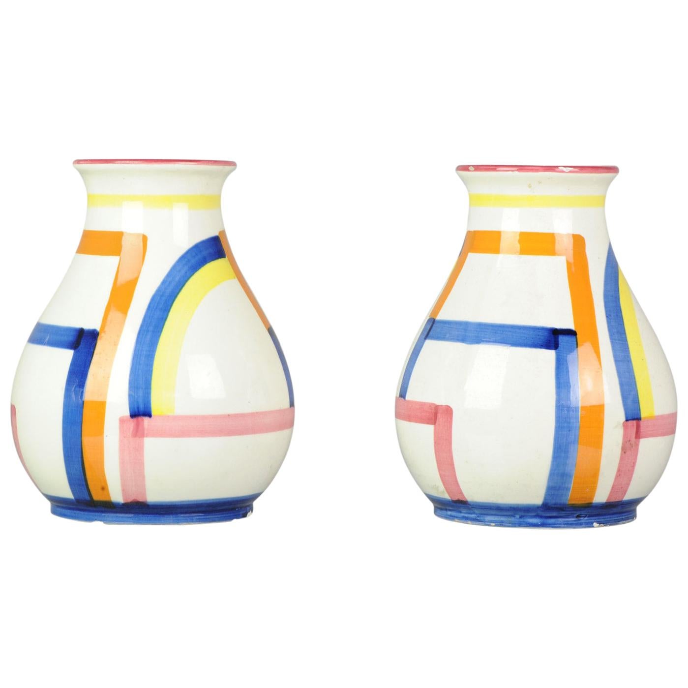 Set of Antique / Vintage Art Deco Ceramic Tea Cup Vases, 1920-1930, Schramberg For Sale
