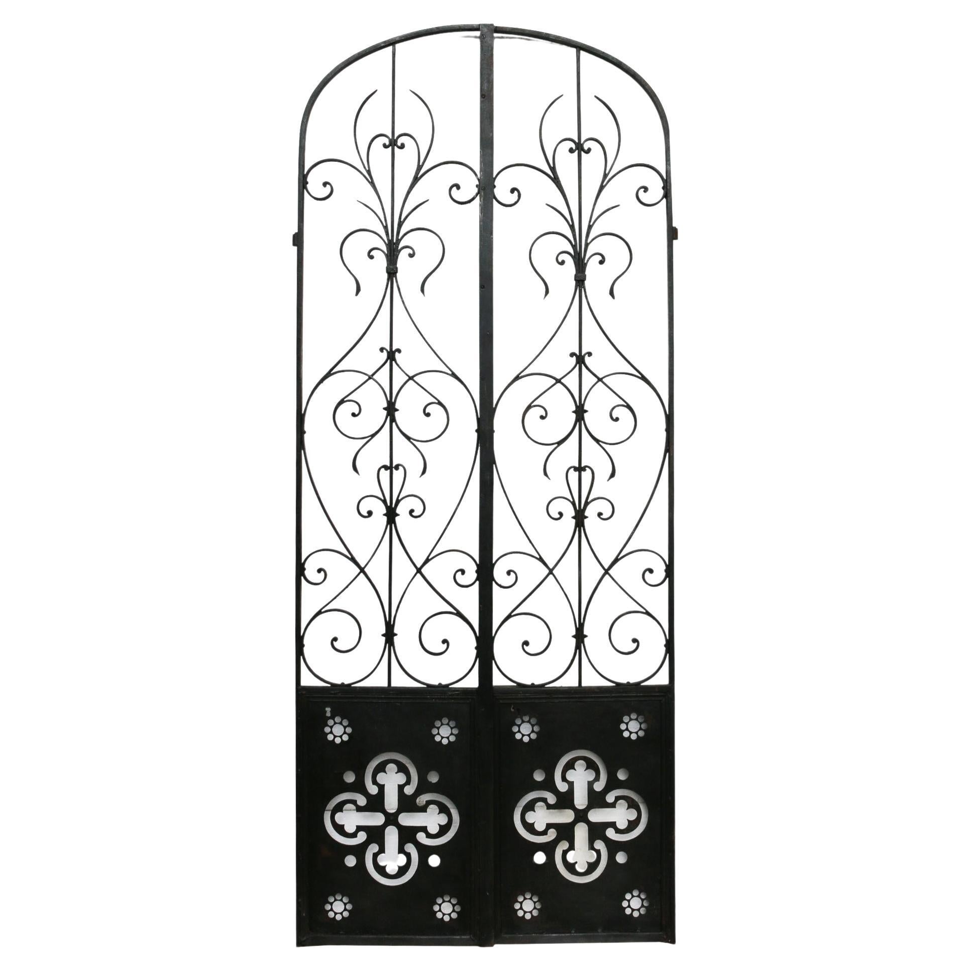 Set of Antique Wrought Iron Arched Gates For Sale