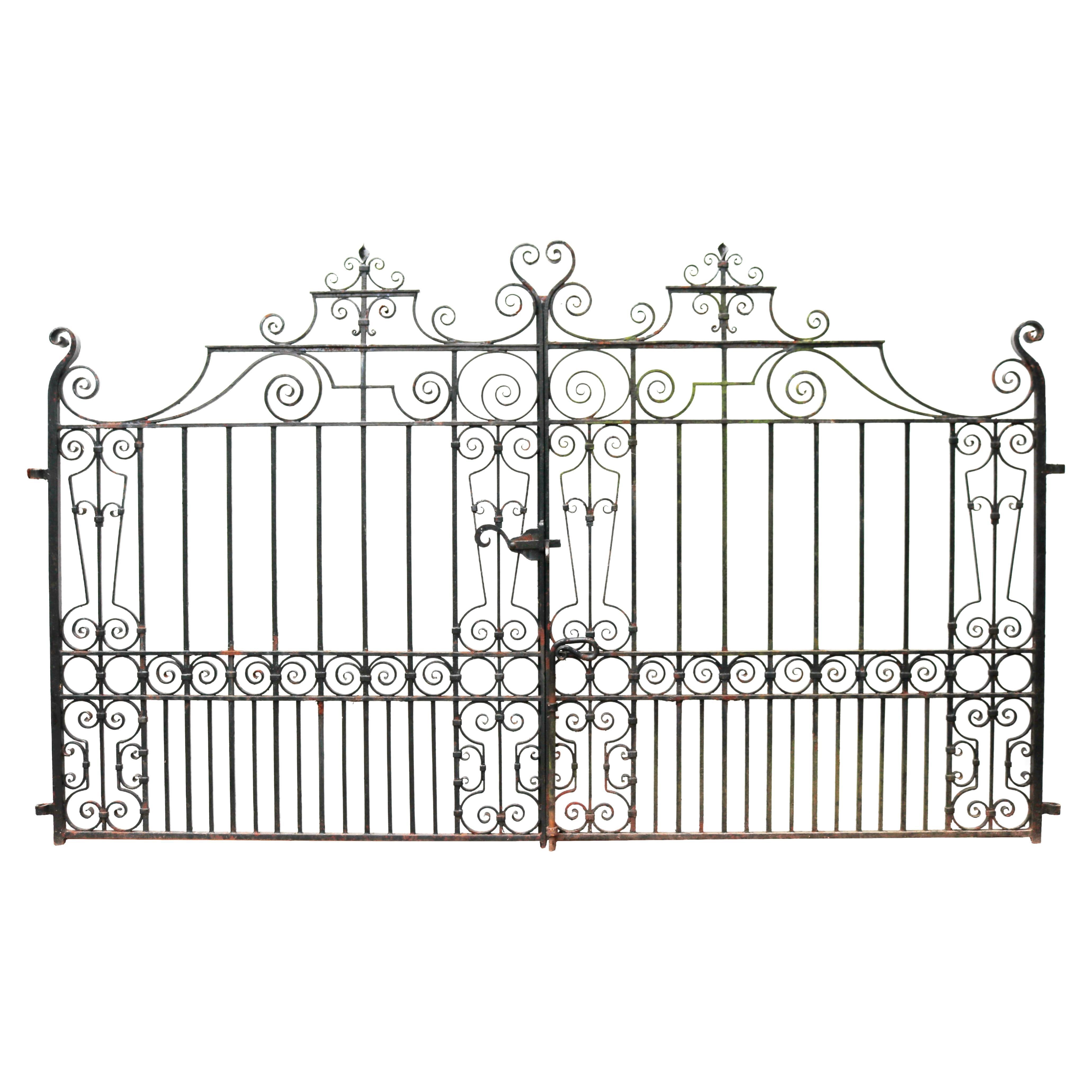 Set of Antique Wrought Iron Driveway Gates For Sale