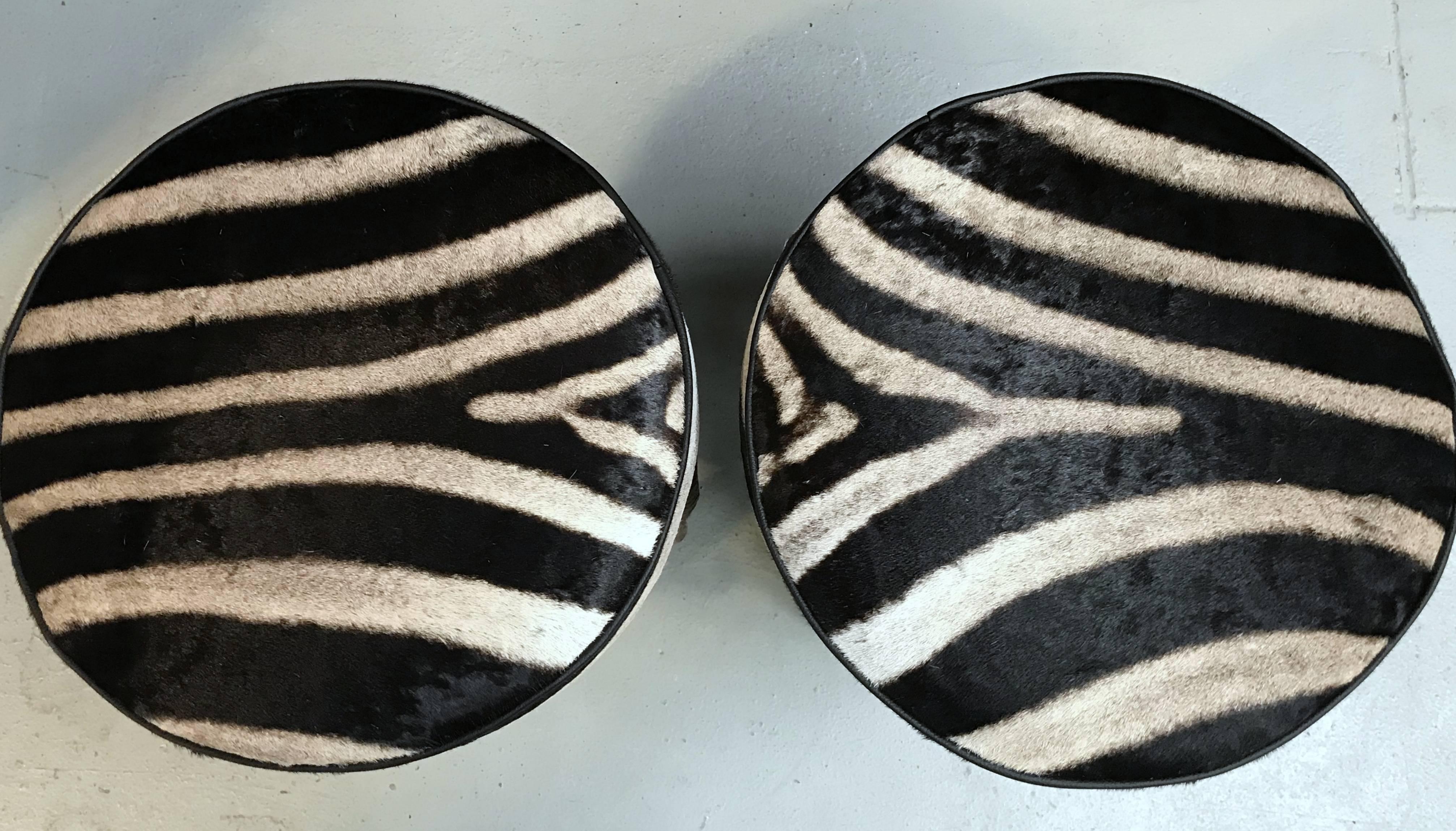 Contemporary Set of Antler Stools with Zebra Hide