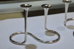 Set of Anton Michelsen Danish Modern Sterling Silver Diminutive Candelabra